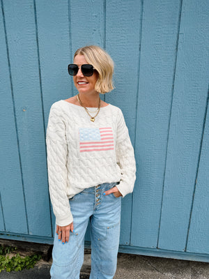American Honey Cream Flag Sweater