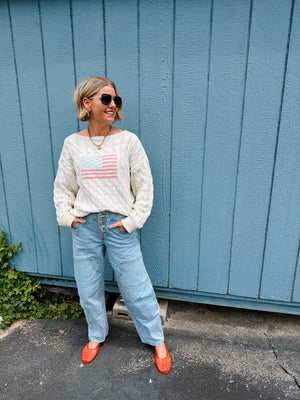 American Honey Cream Flag Sweater
