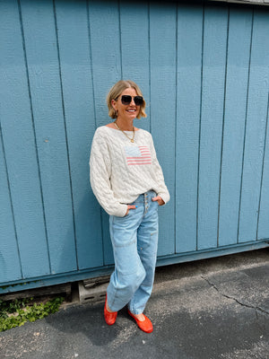 American Honey Cream Flag Sweater