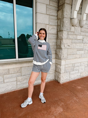 Justice Striped Mock Neck Top
