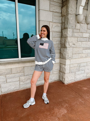 Justice Striped Mock Neck Top