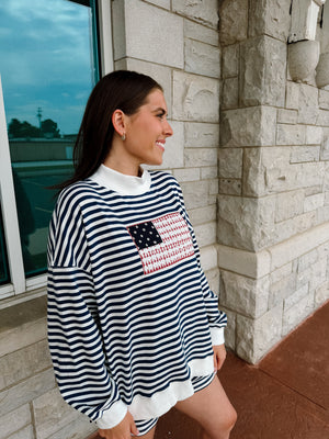 Justice Striped Mock Neck Top