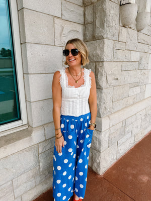 Crystal Hour Eyelet White Tank