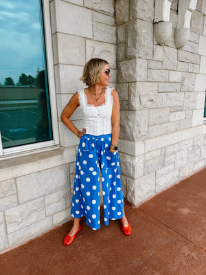 Crystal Hour Eyelet White Tank