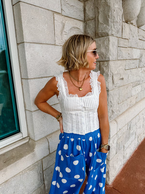 Crystal Hour Eyelet White Tank