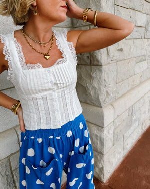 Crystal Hour Eyelet White Tank