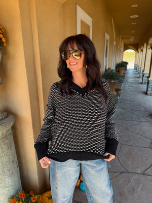 Sunday Stay Sweater - Black & Cream