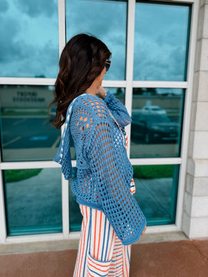 American Flag Blue Crochet Top