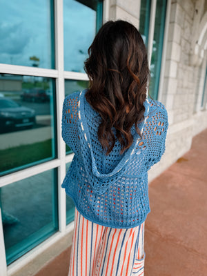 American Flag Blue Crochet Top