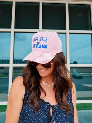 Loves Jesus and America Too - Trucker Hat