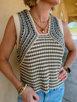 Monique Striped Knit Tank