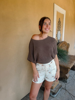 Suntan Pointelle Sweater