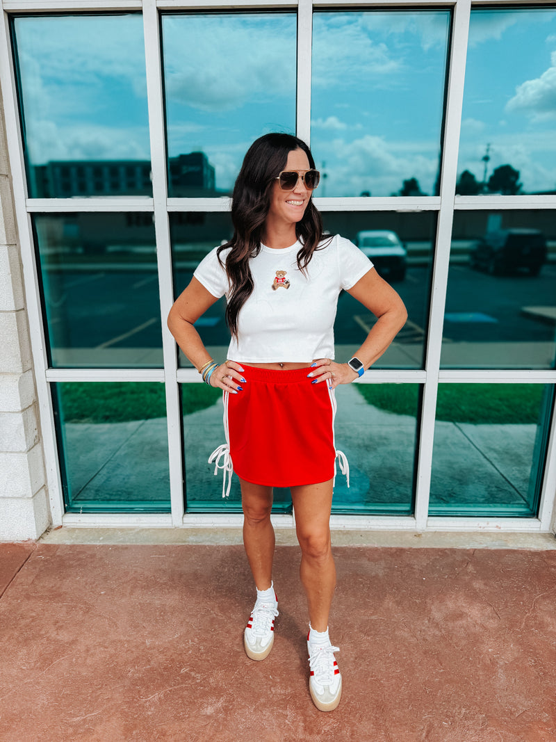 Teddy Bear Football Tee - Red
