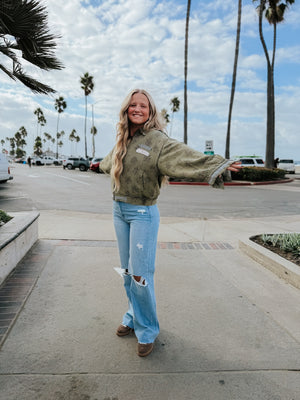 Quilted Olive Floral Bomber Jacket