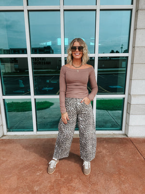 Mocha Off the Shoulder Top