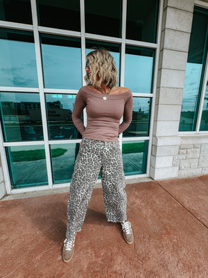 Mocha Off the Shoulder Top