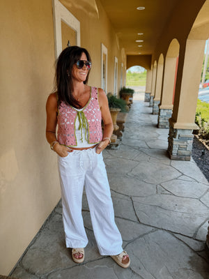 Bloom Pink Crochet Vest