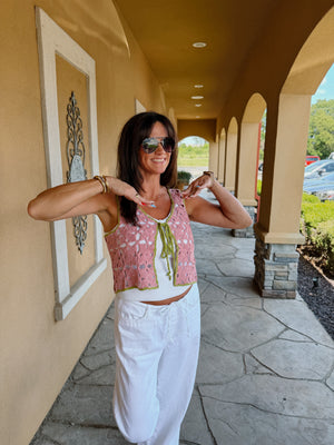 Bloom Pink Crochet Vest