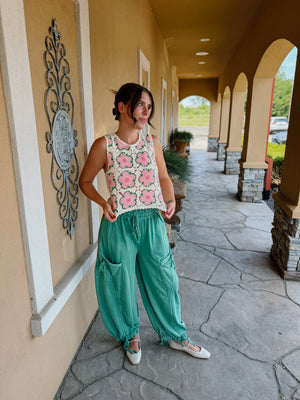 Sunlit Floral Crochet Tank