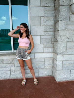 Henley Ribbed Tank - Pink