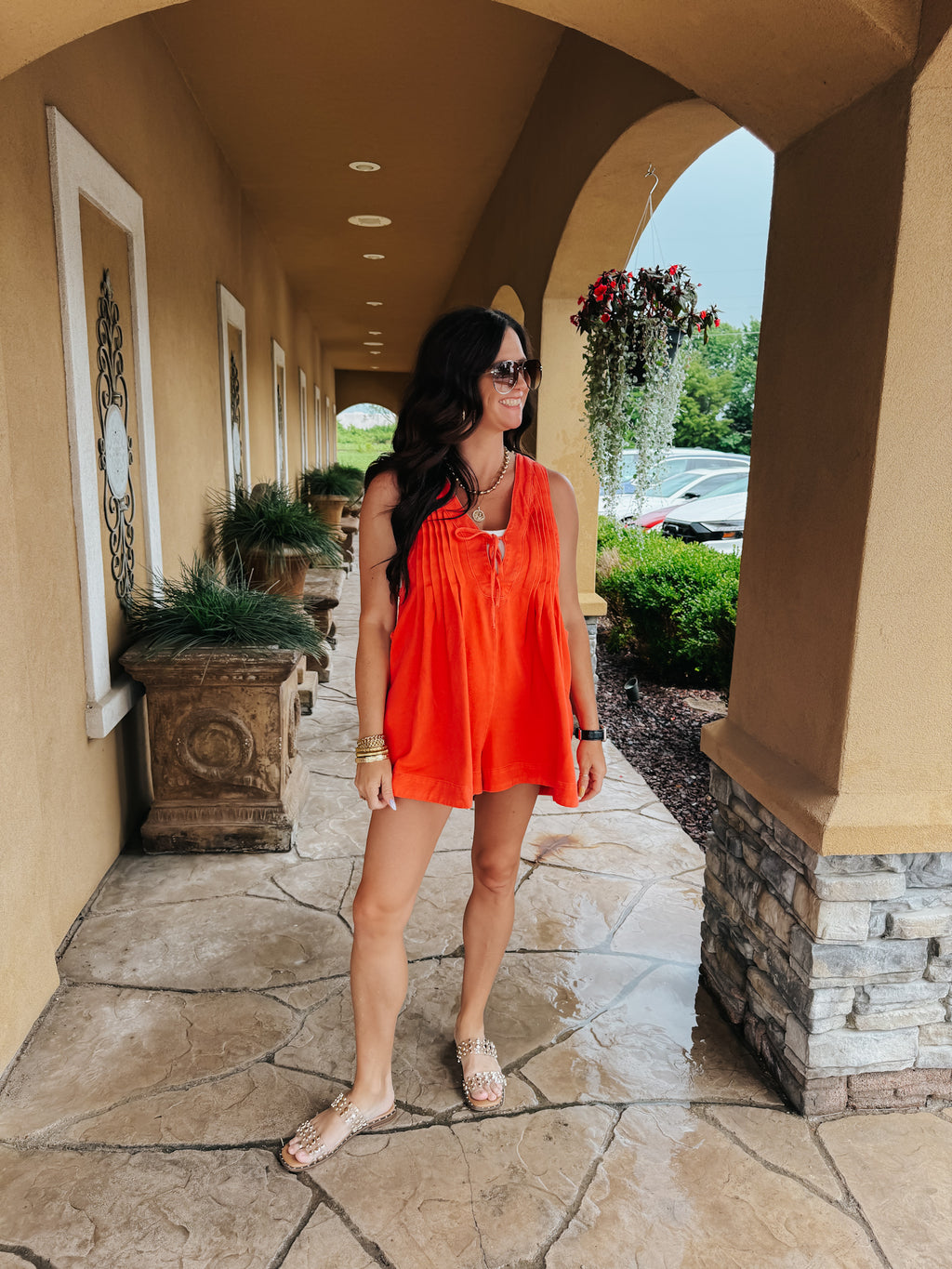 Wilson Coral Denim Romper