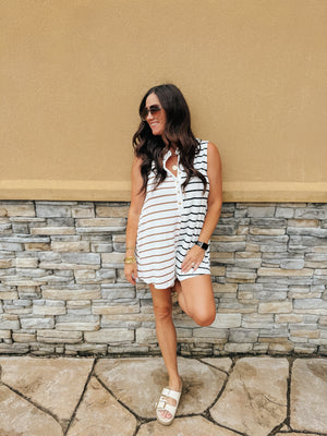 Split Striped Romper