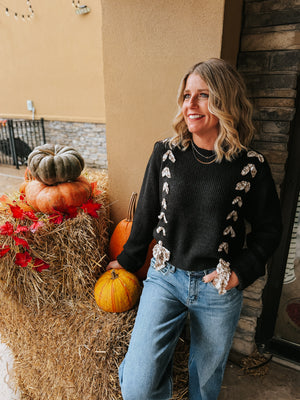 Laced Up Black Sweater