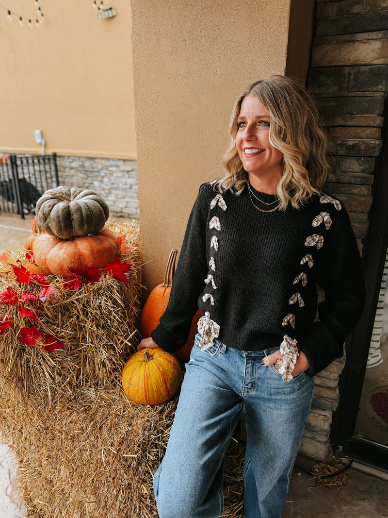 Laced Up Black Sweater