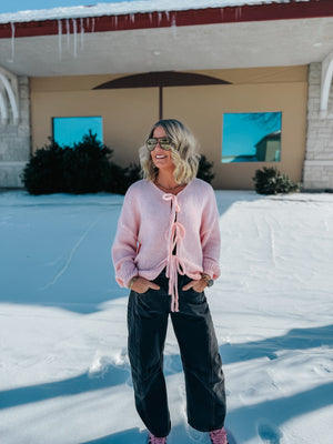Swoon Bow Tie Sweater - Pink