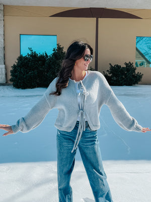 Swoon Bow Tie Sweater - Gray