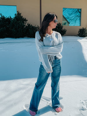 Swoon Bow Tie Sweater - Gray