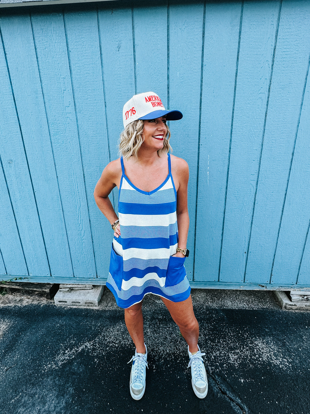 Royal Striped Romper Dress